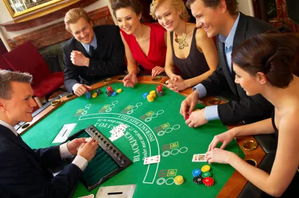 Players at a blackjack table